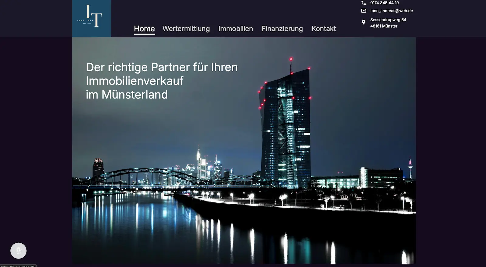Screenshot der Immo Tonn Website