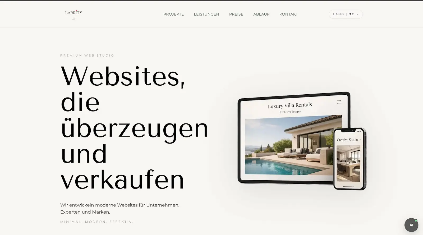 Screenshot der Labrity Website