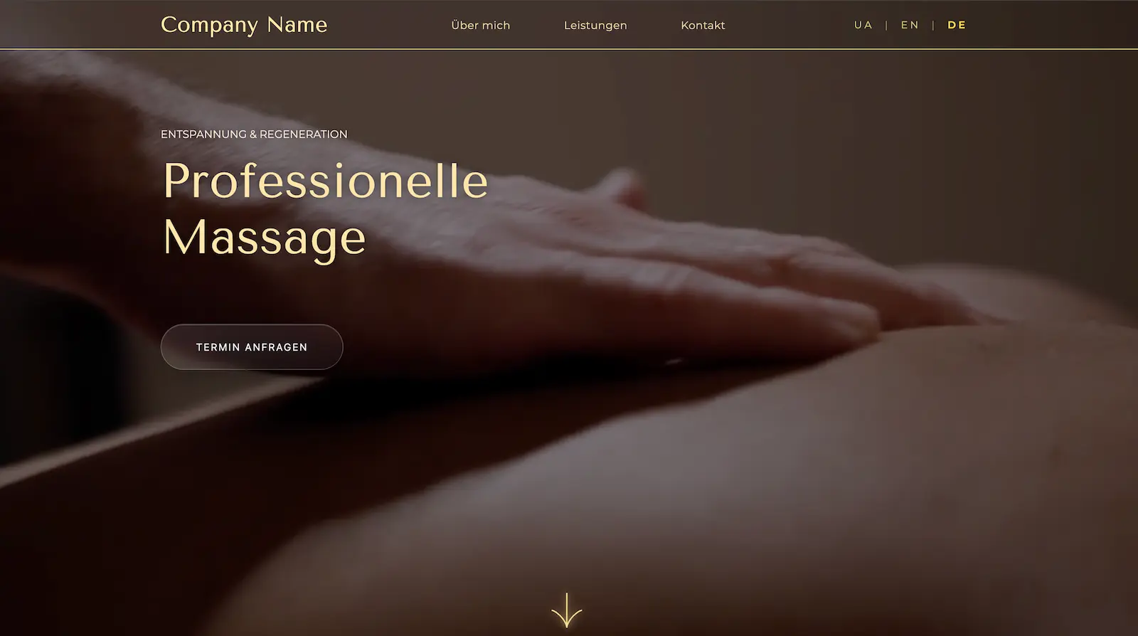 Screenshot der Massage Studio Website