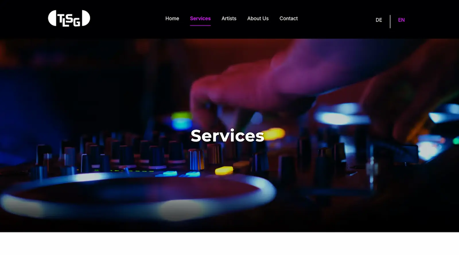 Website für TLSG Studio – mehrseitiger Auftritt für Musik- und Sounddesign